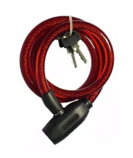 CANDADO PARA BICICLETA CON LLAVE 10X80 ROJO